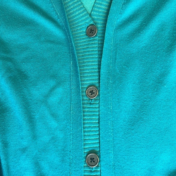 Olsen Ombré Teal Navy Long Duster Cardigan Oversized sz 4 - Picture 4 of 11